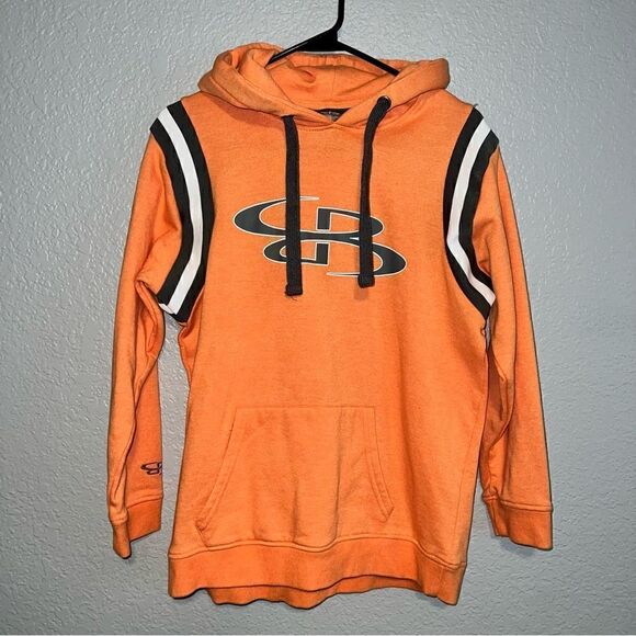 Boombah Youth Logo Drawstring Kanga Pocket Pullover Hoodie Sweatshirt Orange XL - Picture 1 of 8